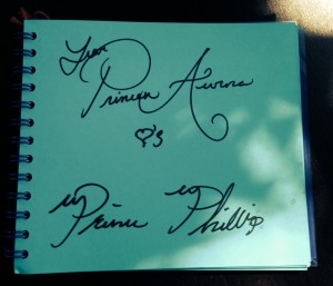 Sweet autograph from Princess Aurora and Prince Phillip!