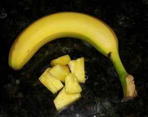Chopped fresh pineapple and banana