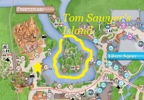 Close up view of Tom Sawyer's Island