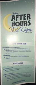 Guide Brochure for Walt Disney World's Disney After Hours at Magic Kingdom