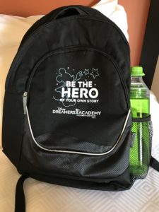 2019 Disney Dreamers Academy backpack and waterbottle for green team
