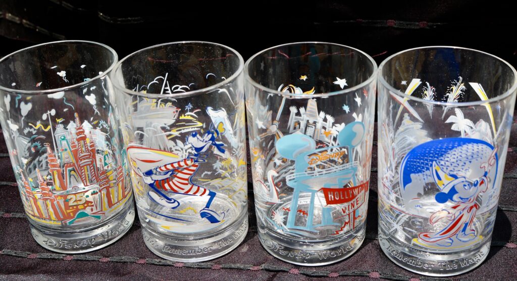 Vintage Disney Glasses Two Different Scenes Set of 2 Mcdonalds Walt Disney  100th Anniversary Drinking Glasses 